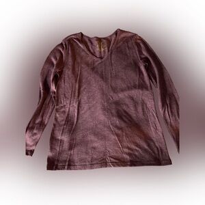 Women's Purple V-Neck Long Sleeve Top